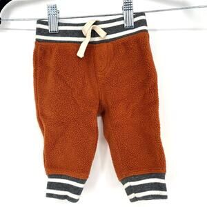 Baby Gap Sherpa Pants 3-6 Months Brown Orange Fleece Cozy Baby Joggers